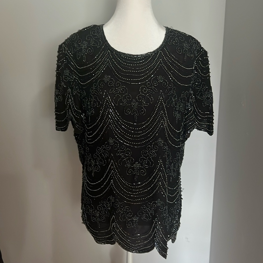 Vintage PAPELL BOUTIQUE Sequined Topper SIZE XL